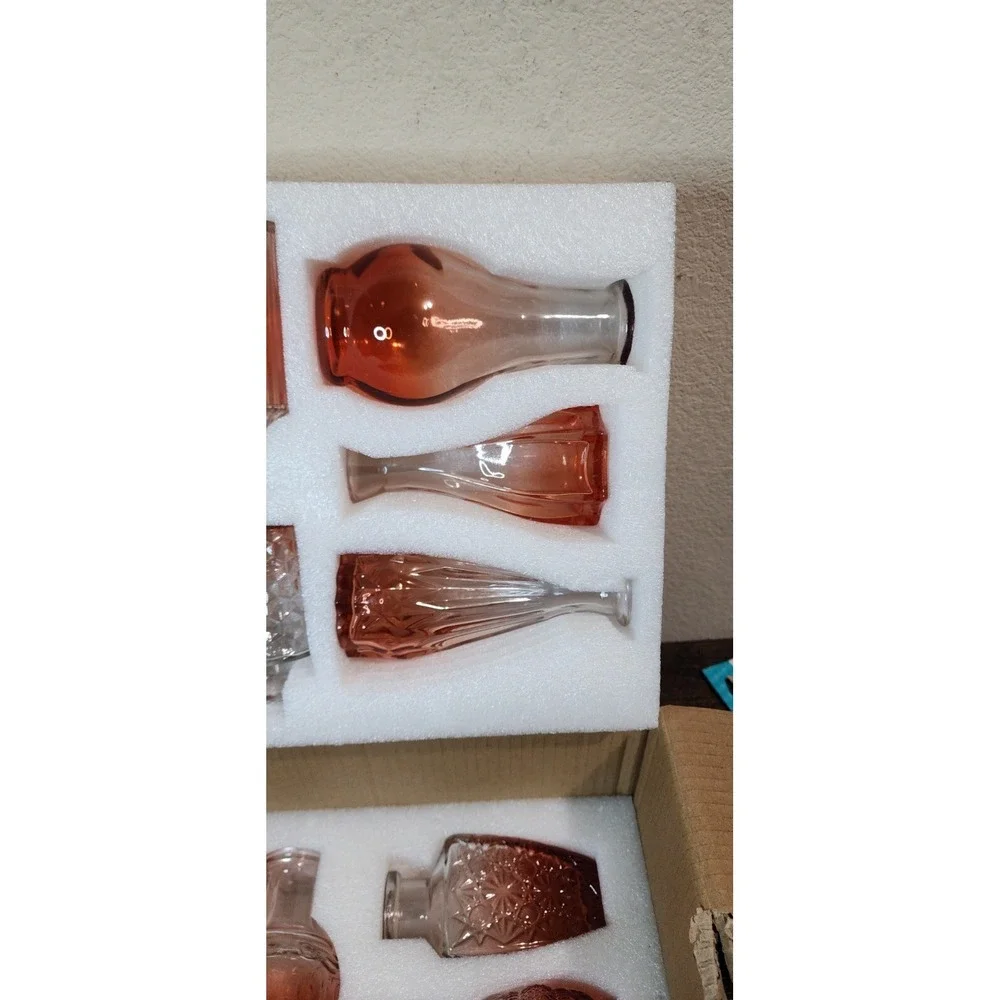 CUCUMI Small Bud Vases for Flowers Set of 14, Mini Clear Red Glass Vases Bulk